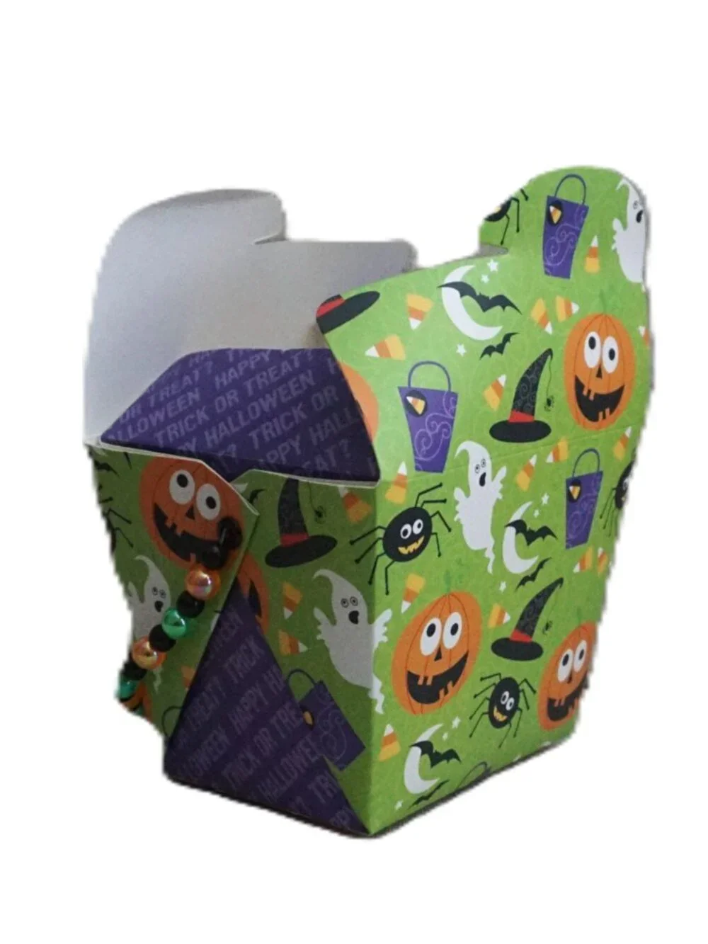 Chinese Take-Out Treat Boxes Halloween Bundle of 6 Boxes Beaded or Metal Handles